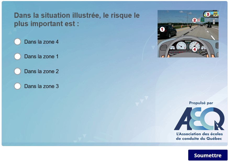 Question illustrée sur l’analyse des risques routiers