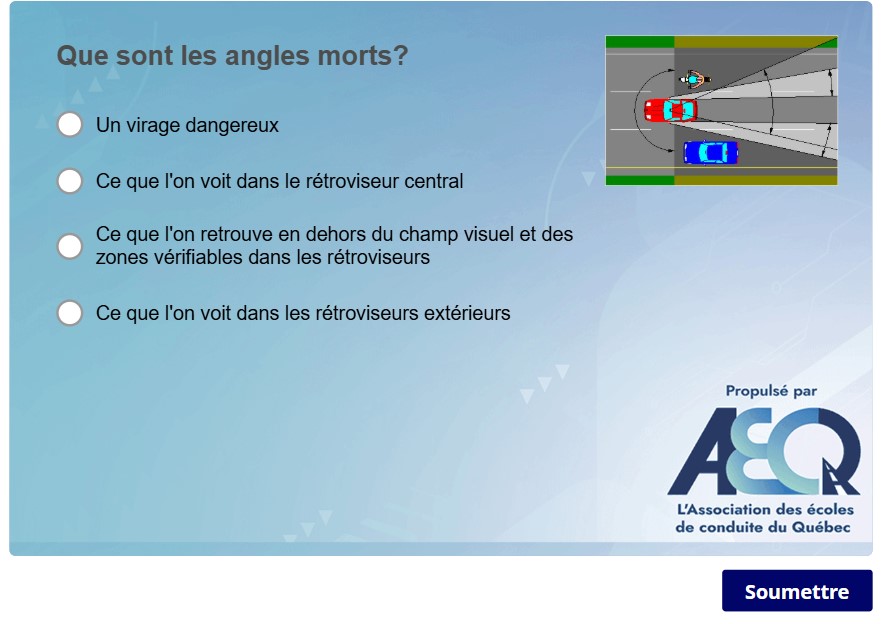 Question illustrée sur les angles morts
